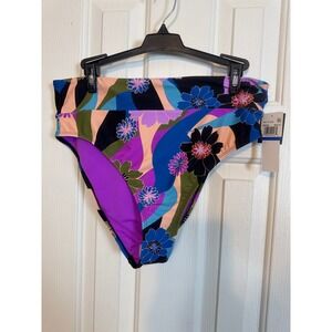 Salt & Cove Floral High Waist‎ Swimsuit Bottoms Retro Multicolor XL